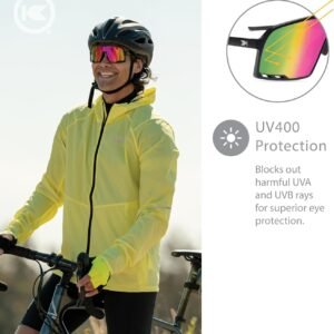 Unisex Shield Sunglasses - Black Frame, Pink Mirror