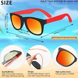 Black Wayfarer Sunglasses – Orange Mirrored Lens