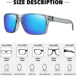 Blue Mirrored Rectangle Sunglasses - Clear Frame