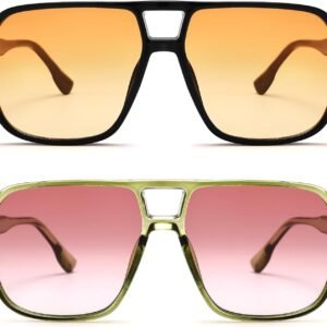 2-Pack Oversized Square Sunglasses - Orange & Pink Gradient