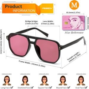 Oversized Square Unisex Sunglasses Black Frame Pink Lens