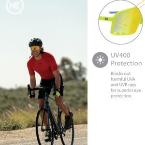 Neon Green Shield Sunglasses Unisex - Yellow Mirrored Lens