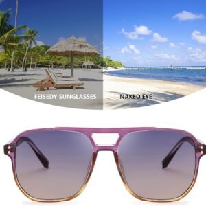 Purple Gradient Square Sunglasses, Purple Lens, Unisex