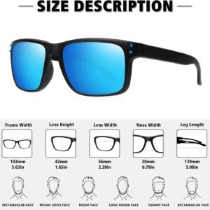 Black Rectangle Sunglasses - Blue Mirrored Lens Unisex