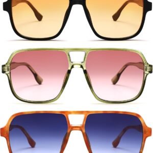 3-Pack Oversized Square Sunglasses - Assorted Gradient Lenses