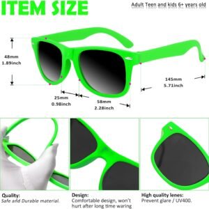 Neon Green Wayfarer Sunglasses - Black Gradient, Unisex