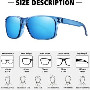 Blue Rectangle Sunglasses – Blue Mirrored Lens, Unisex