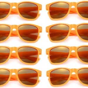 8-Pack Orange Wayfarer Sunglasses – Brown Lens Unisex