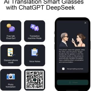 AI Translation Rectangle Glasses - Black Frame