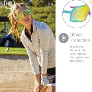 Turquoise Shield Sunglasses - Gold Mirrored Lens Unisex