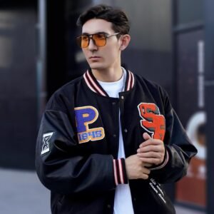 Rectangle Metal Sunglasses – Amber Lens, Unisex