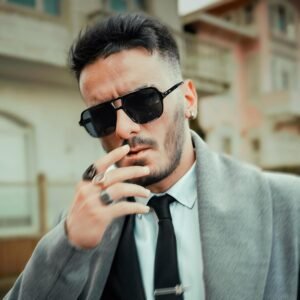 Black Rectangle Sunglasses – Metal Frame, Black Lens