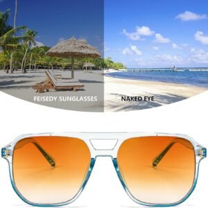Clear Blue Aviator Sunglasses – Orange Gradient Lens