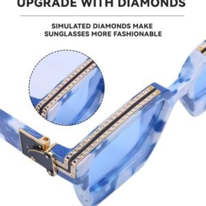 Oversized Square Sunglasses Blue Frame Blue Lens