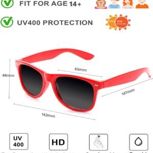 Red Wayfarer Unisex Sunglasses Black Lens
