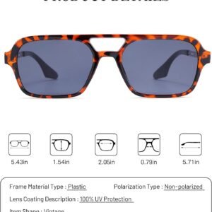 Tortoise Square Sunglasses – Gray Lens, Unisex