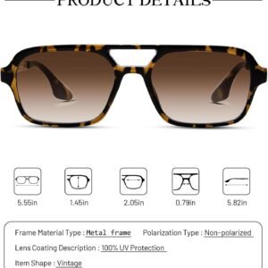 Tortoise Rectangle Sunglasses – Brown Gradient, Unisex