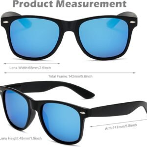 Black Wayfarer Sunglasses Blue Mirrored Lens Unisex