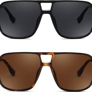 2-Pack Oversized Square Sunglasses Black & Tortoise