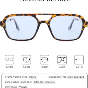 Tortoise Rectangle Sunglasses – Blue Tint Unisex