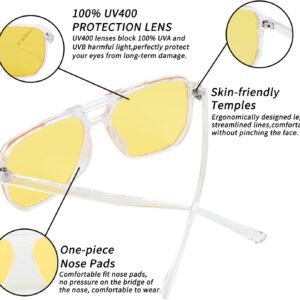 Clear Aviator Sunglasses – Yellow Lens, Unisex