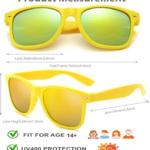 Yellow Wayfarer Sunglasses – Green Mirrored Lens Unisex