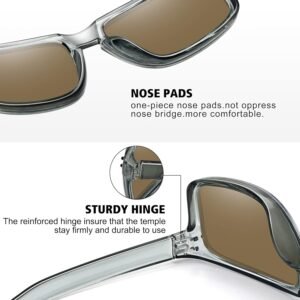 Clear Rectangle Unisex Sunglasses – Brown Lens