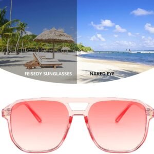 Pink Gradient Aviator Sunglasses Unisex Transparent Frame
