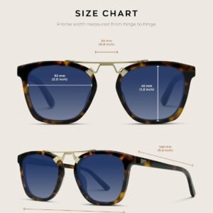 Tortoise Square Sunglasses – Blue Gradient Lens, Unisex