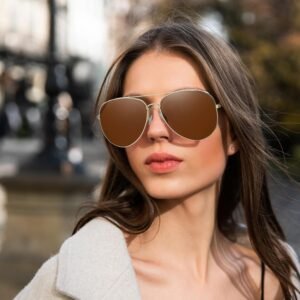 Gold Metal Aviator Sunglasses – Brown Lens Unisex