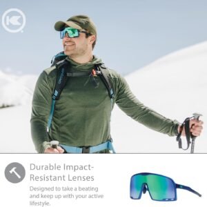 Blue Shield Sport Sunglasses – Green Mirrored Lens