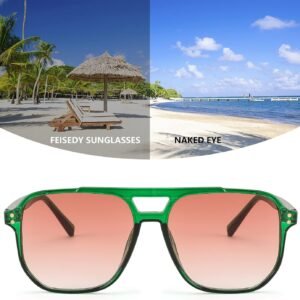 Green Aviator Sunglasses – Pink Gradient Lenses