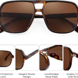 Tortoise Square Sunglasses - Brown Lens, Unisex