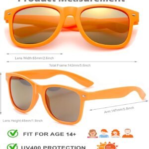 Unisex Orange Wayfarer Sunglasses - Brown Lens