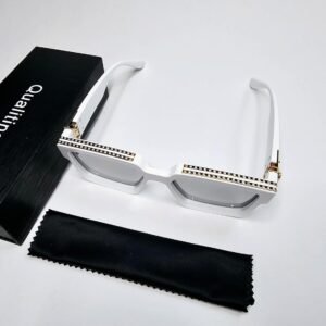 White Rectangle Sunglasses – Gray Lens Unisex