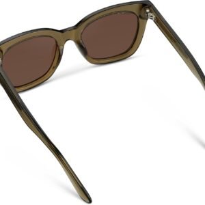Olive Rectangle Sunglasses Unisex - Brown Lens
