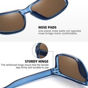 Blue Rectangle Sunglasses – Brown Lens, Unisex