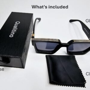 Black Square Sunglasses – Gold Trim, Smoke Lens