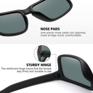 Black Rectangle Sunglasses – Green Lens Unisex