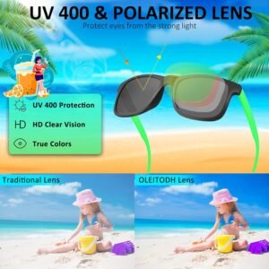 Black Wayfarer Sunglasses – Green Temples, Polarized Lens