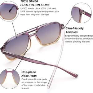 Purple Square Sunglasses – Gradient Lens Unisex