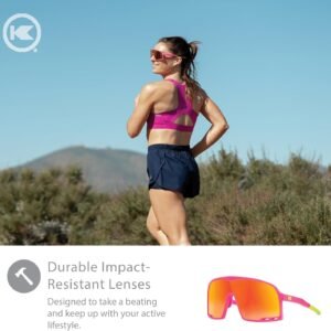 Pink Shield Sunglasses, Orange Mirrored Lens Unisex