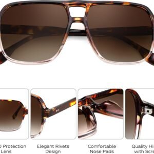 Tortoise Oversized Square Sunglasses - Brown Gradient Lens