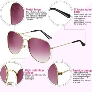 Gold Aviator Sunglasses - Pink Gradient Lens