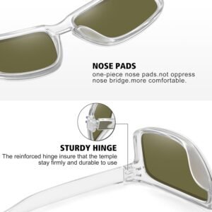 Clear Rectangle Sunglasses – Green Lens, Unisex