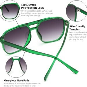 Green Aviator Sunglasses – Gray Gradient Lens