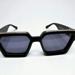 Oversized Square Sunglasses Black Frame, Dark Gray Lens