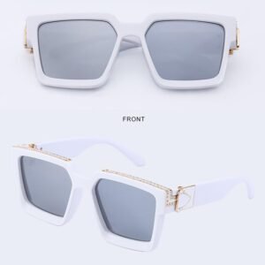 White Oversized Square Sunglasses - Grey Lens Unisex