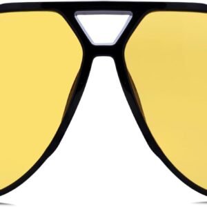 Unisex Black Aviator Sunglasses – Yellow Lens