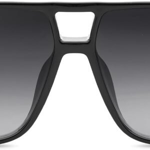 Oversized Square Sunglasses - Black Frame, Gray Gradient